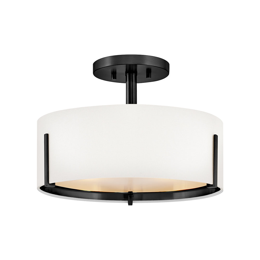 Halle Semi Flush Mount Ceiling Light in Black (3-Light).