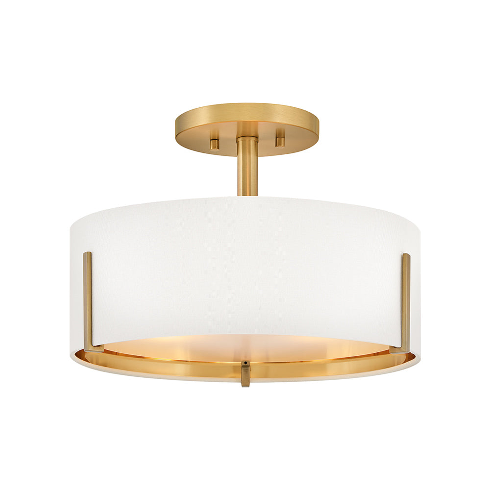 Halle Semi Flush Mount Ceiling Light in Lacquered Brass (3-Light).