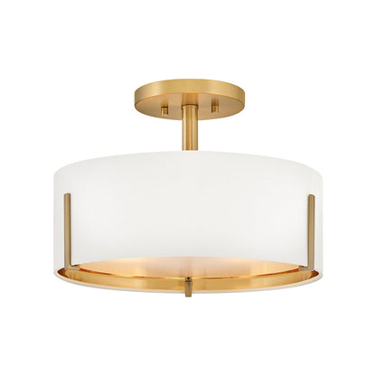 Halle Semi Flush Mount Ceiling Light in Lacquered Brass (3-Light).