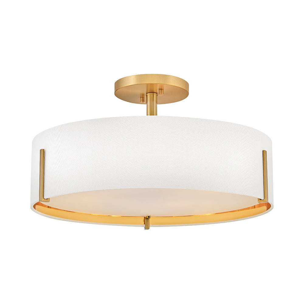 Halle Semi Flush Mount Ceiling Light in Lacquered Brass (4-Light).