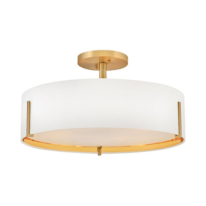 Halle Semi Flush Mount Ceiling Light in Lacquered Brass (4-Light).