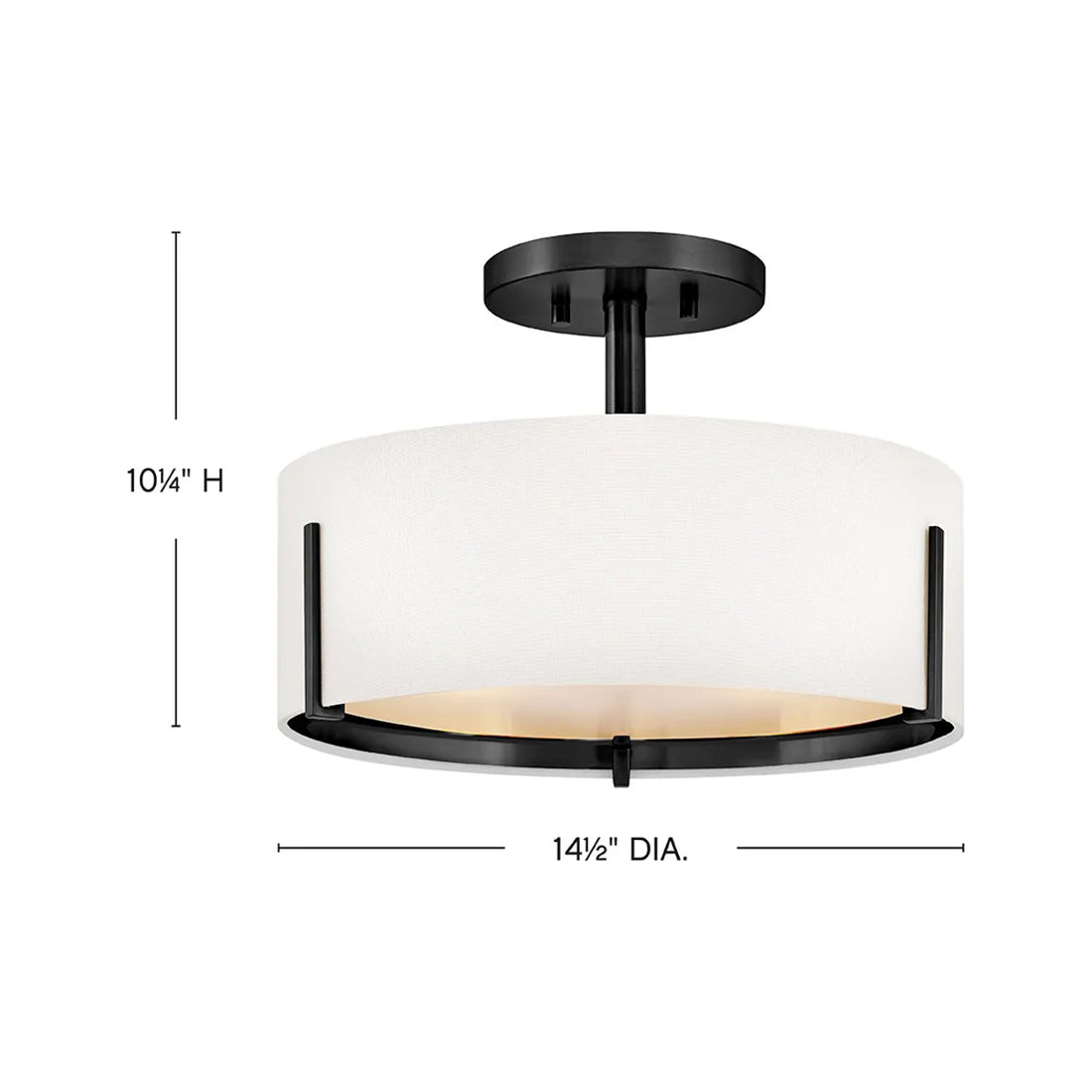 Halle Semi Flush Mount Ceiling Light - line drawing.