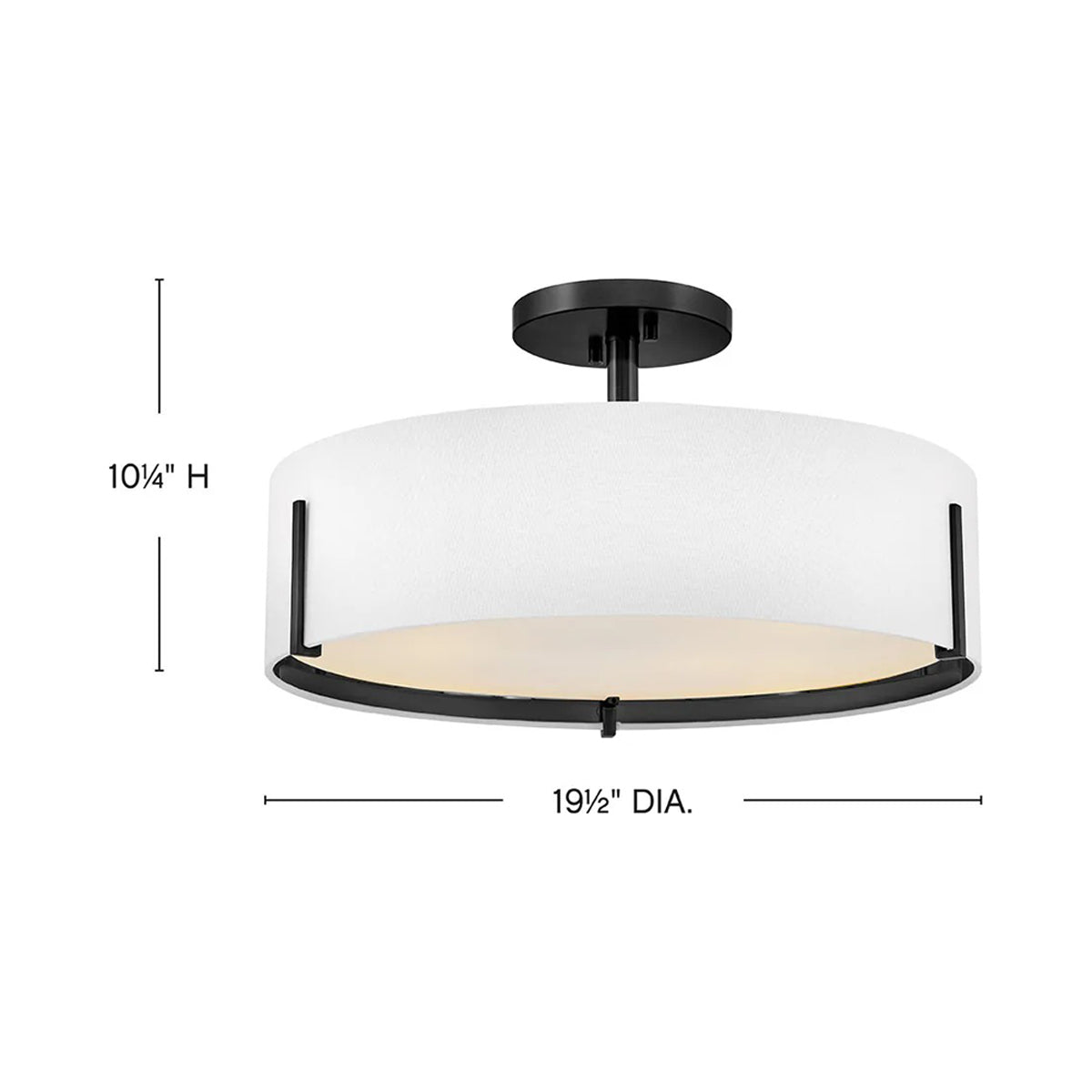 Halle Semi Flush Mount Ceiling Light - line drawing.