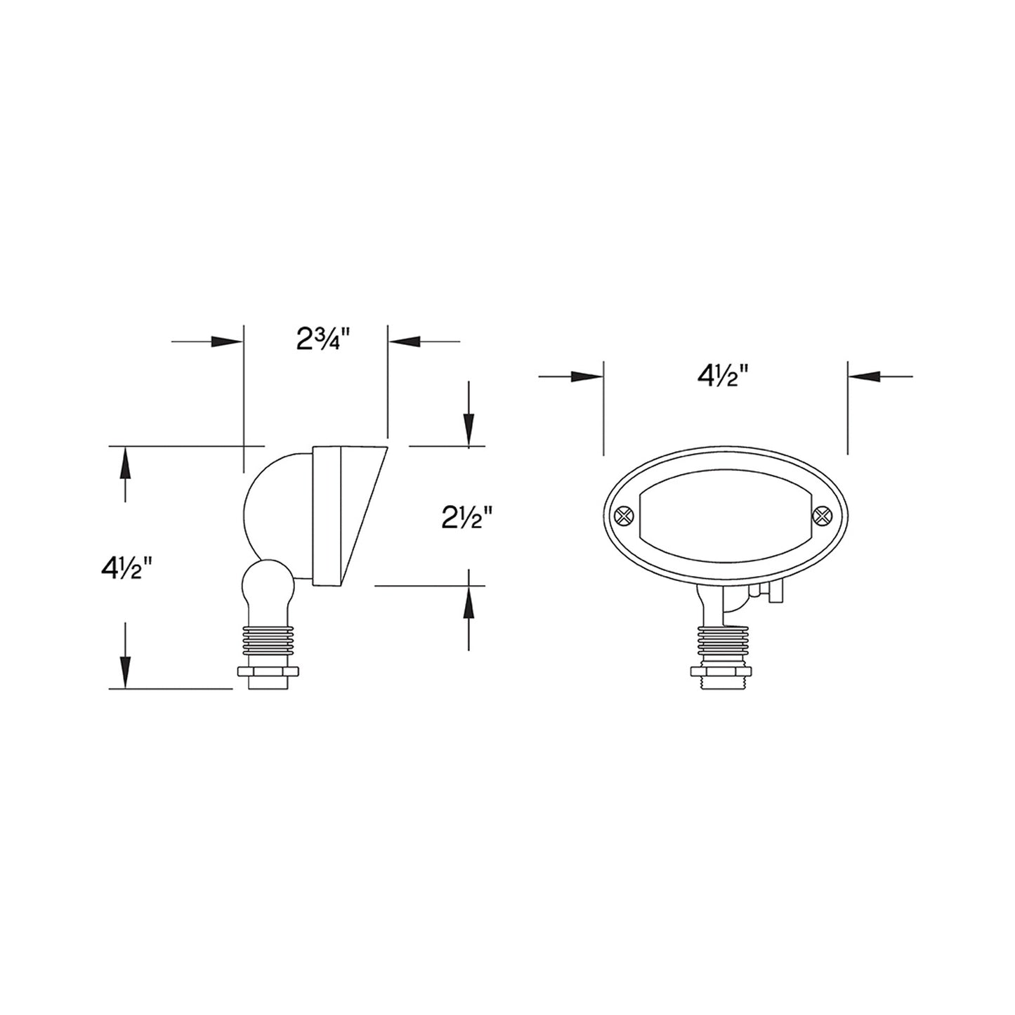 Hardy Island LED Wall Flood Light - line drawing.