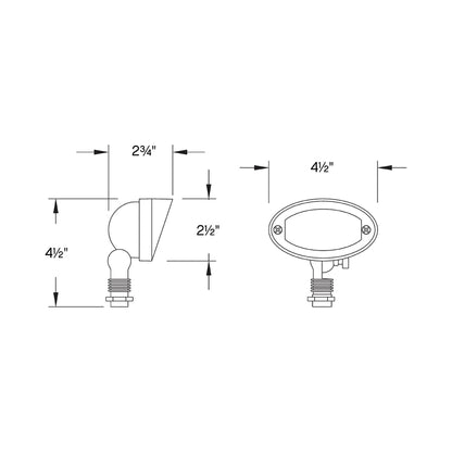 Hardy Island LED Wall Flood Light - line drawing.