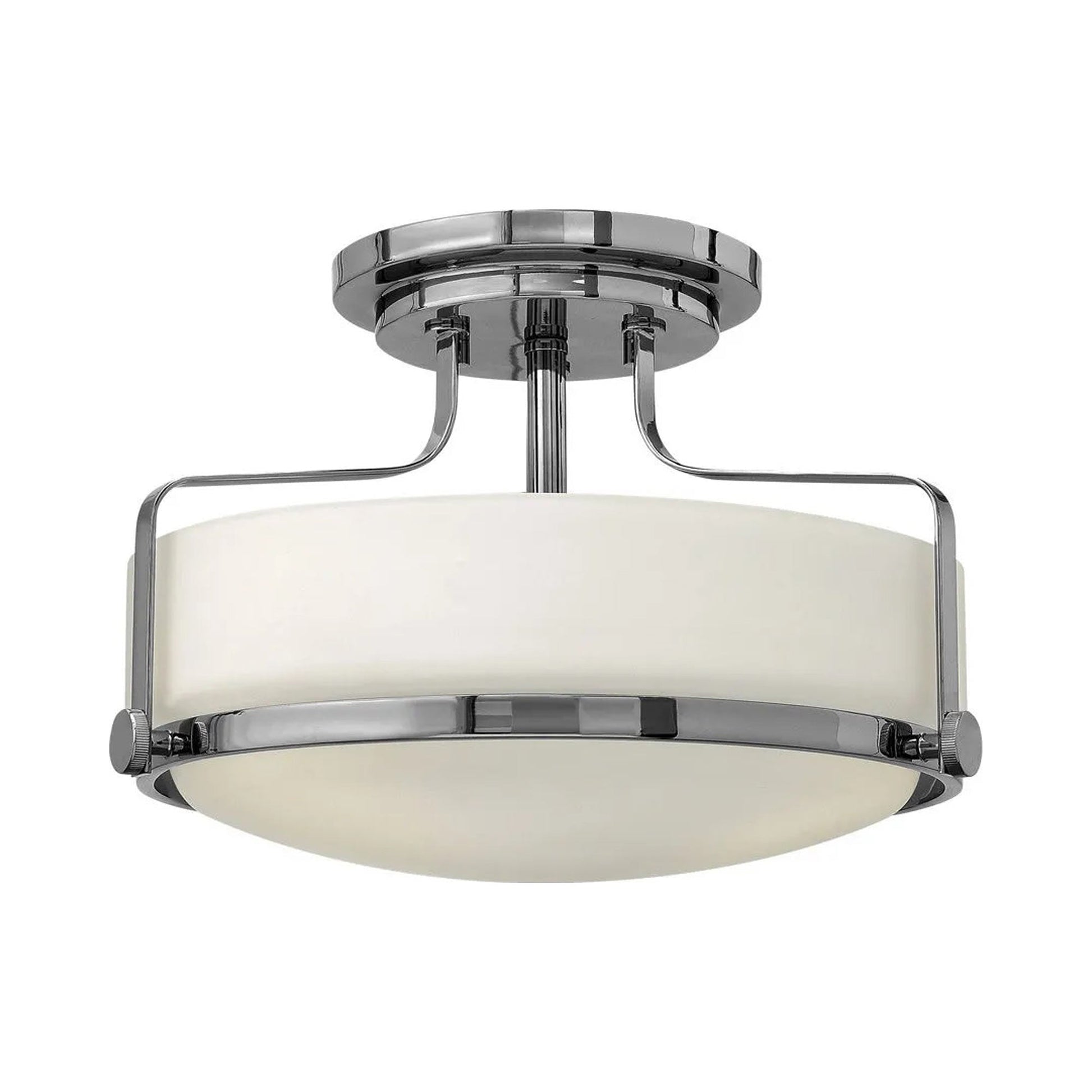 Harper Semi Flush Mount Ceiling Light in Chrome with Etched Opal Glass (Medium).