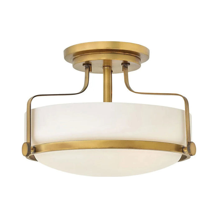 Harper Semi Flush Mount Ceiling Light in Heritage Brass with Etched Opal Glass (Medium).