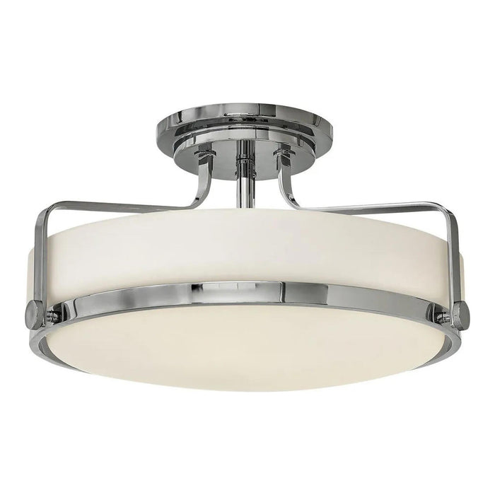 Harper Semi Flush Mount Ceiling Light in Chrome with Etched Opal Glass (Large).