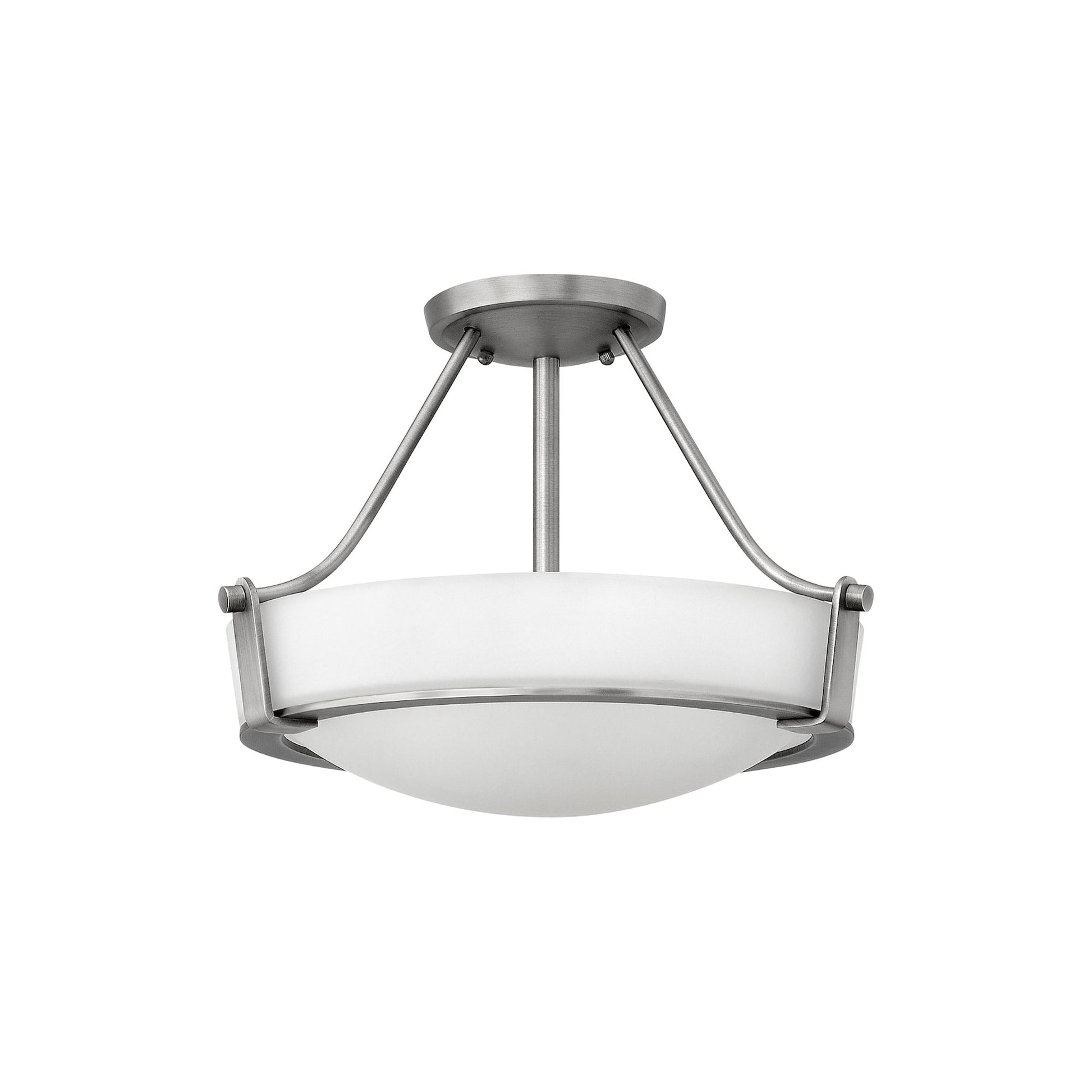 Hathaway Semi Flush Mount Ceiling Light in Antique Nickel (16-Inch).