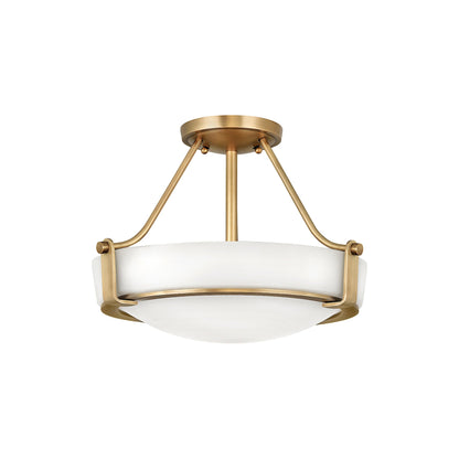 Hathaway Semi Flush Mount Ceiling Light in Heritage Brass (16-Inch).