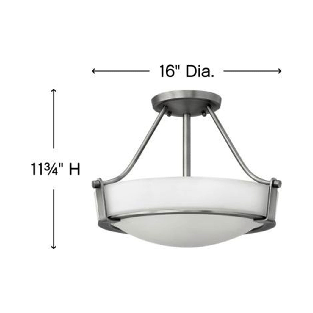 Hathaway Semi Flush Mount Ceiling Light - line drawing.