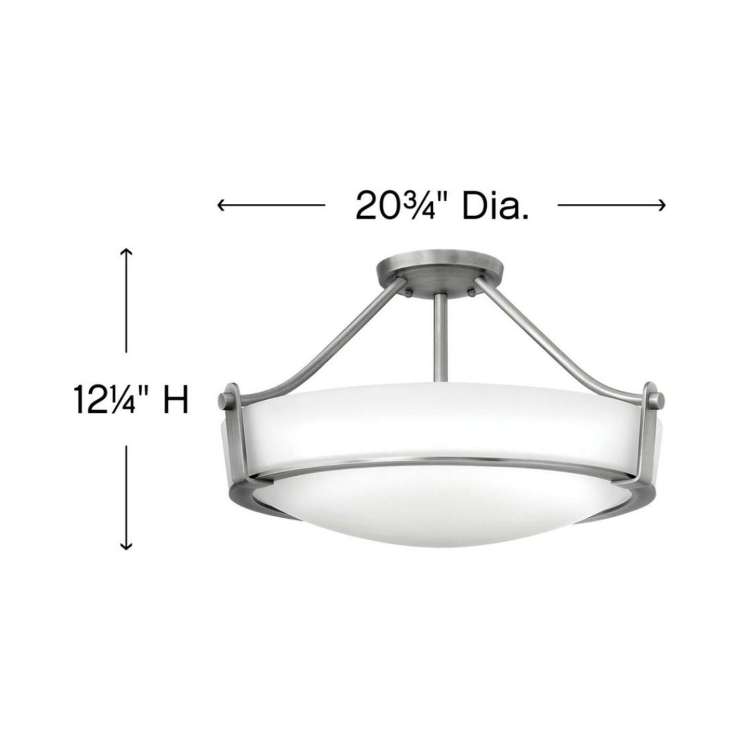 Hathaway Semi Flush Mount Ceiling Light - line drawing.