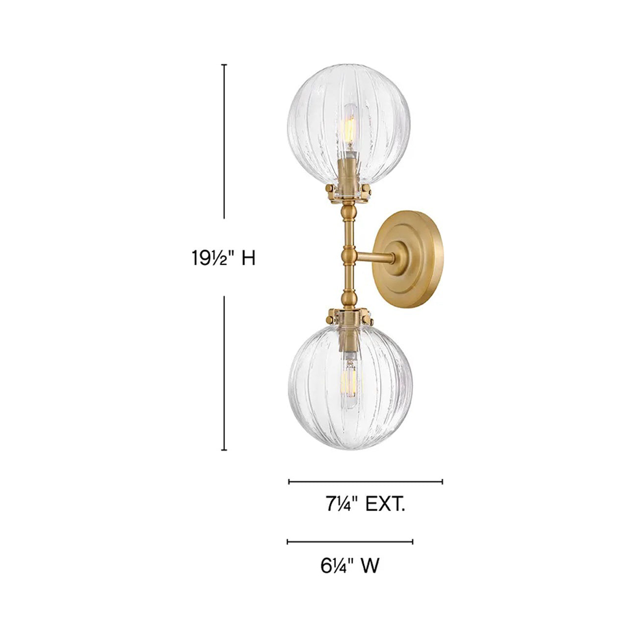 Helene Bath Wall Light - line drawing.