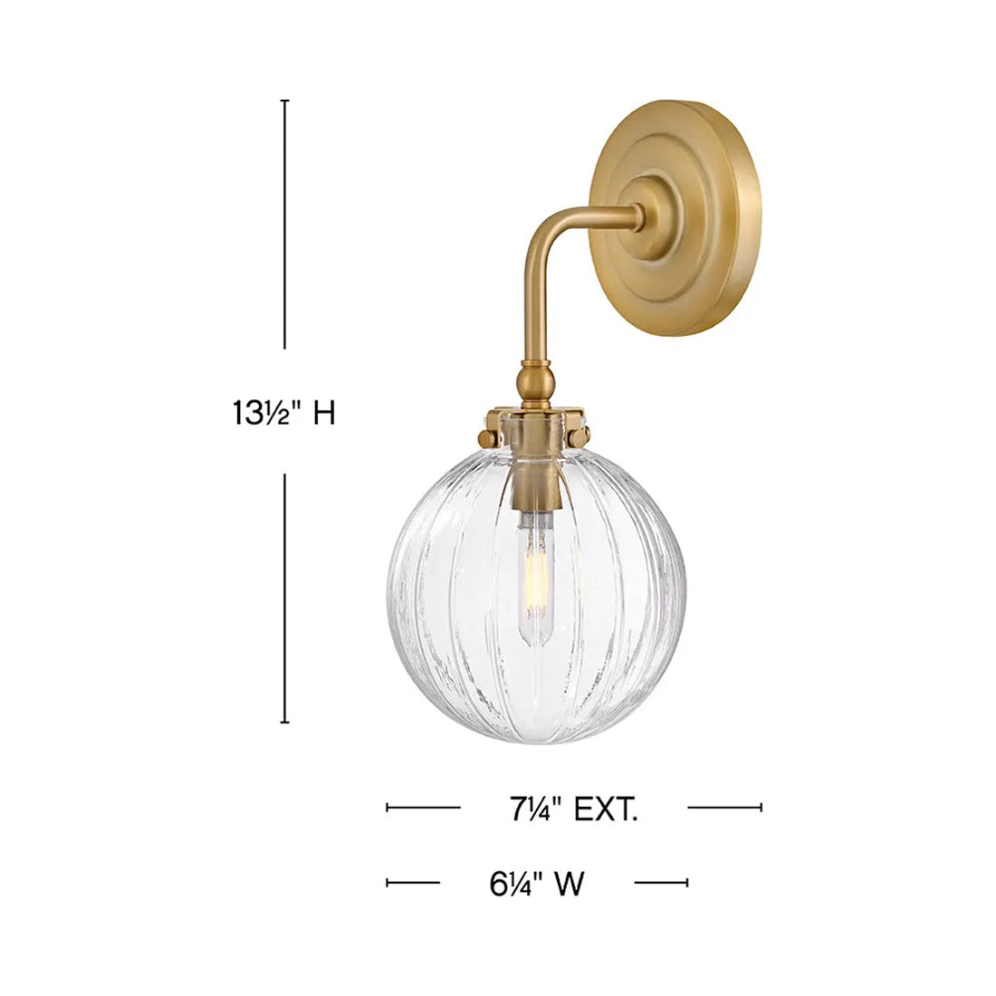 Helene Single Bath Wall Light - line drawing.