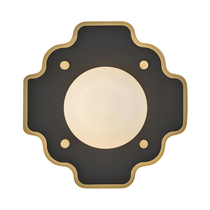 Howe Wall Light in Gloss Black/Heritage Brass.