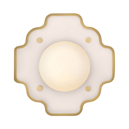 Howe Wall Light in Light Taupe/Heritage Brass.
