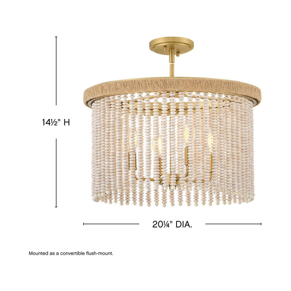 Indra Semi Flush Convertible Pendant Light - line drawing.