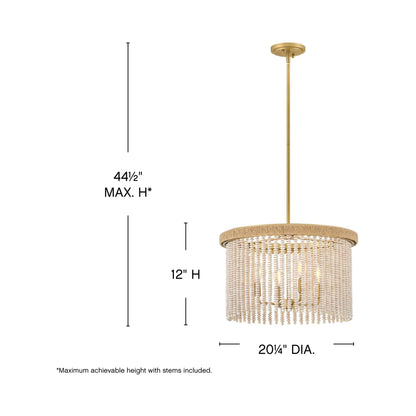 Indra Semi Flush Convertible Pendant Light - line drawing.