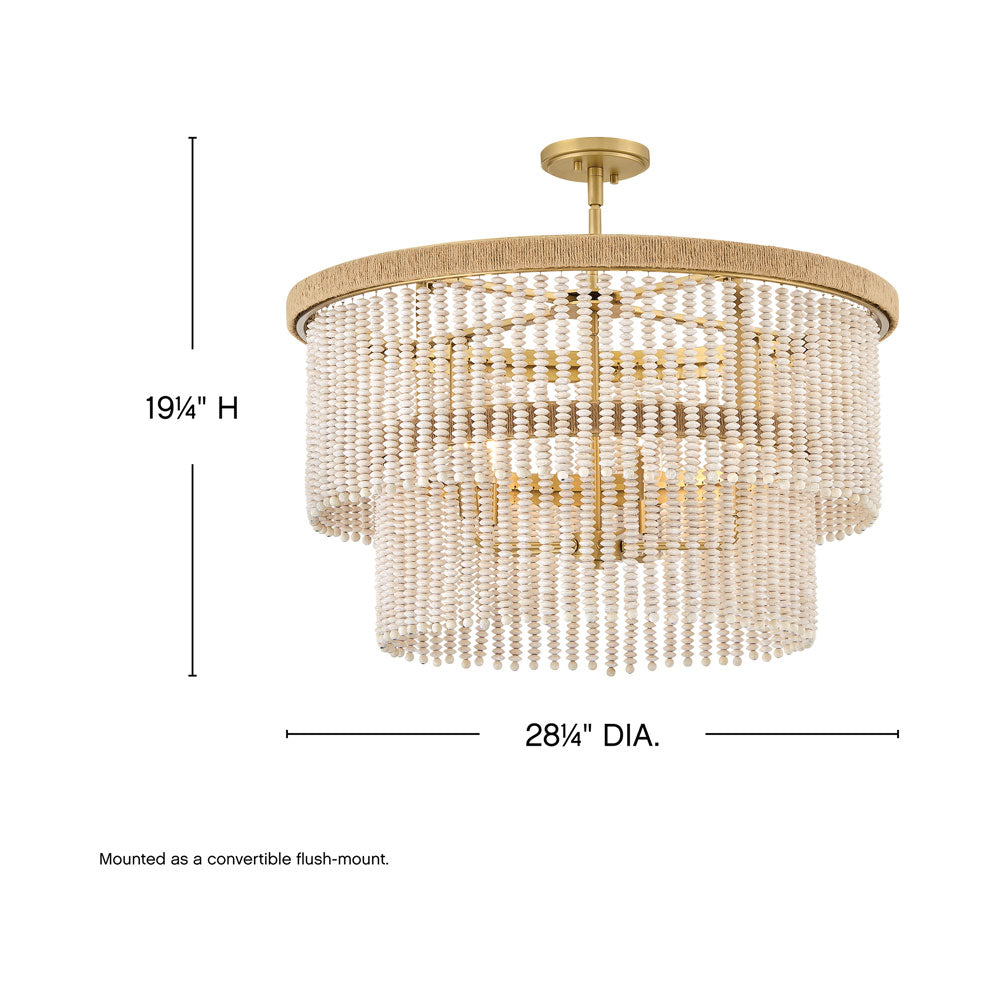 Indra Semi Flush Convertible Pendant Light - line drawing.