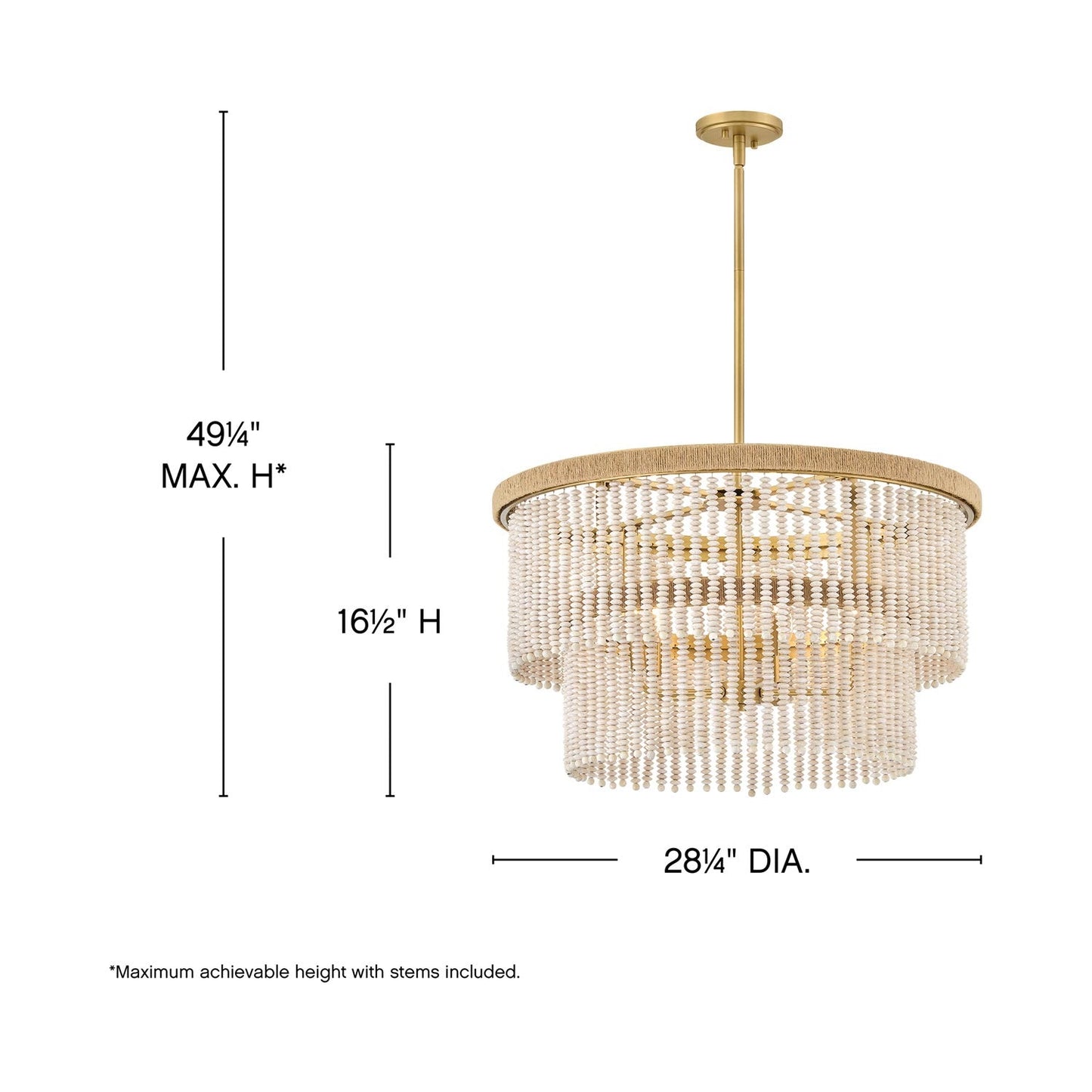 Indra Semi Flush Convertible Pendant Light - line drawing.