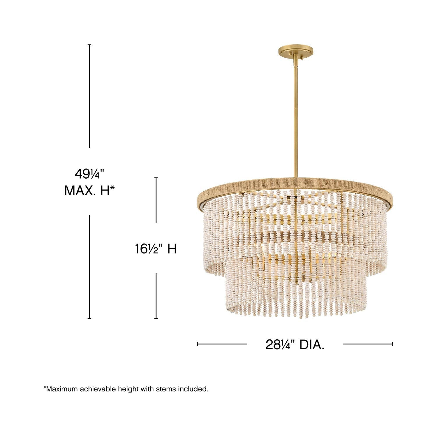 Indra Semi Flush Convertible Pendant Light - line drawing.
