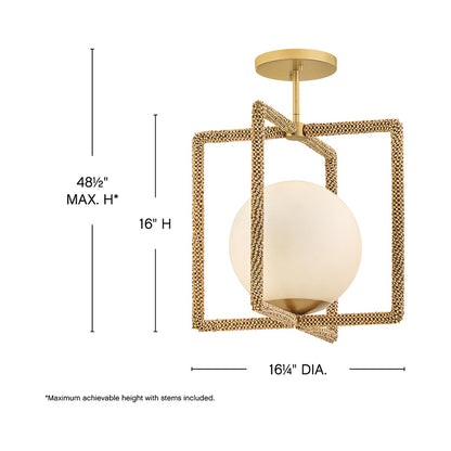 Keona Semi Flush Mount Ceiling Light - line drawing.