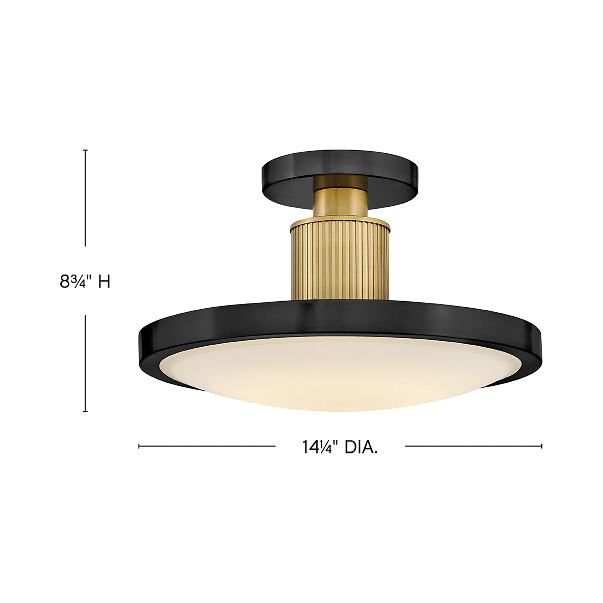 Kieran LED Semi Flush Mount Ceiling Light - line drawing.