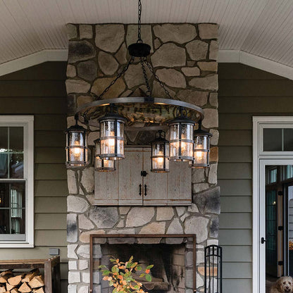 Lakehouse Outdoor Chandelier in Outside Area.