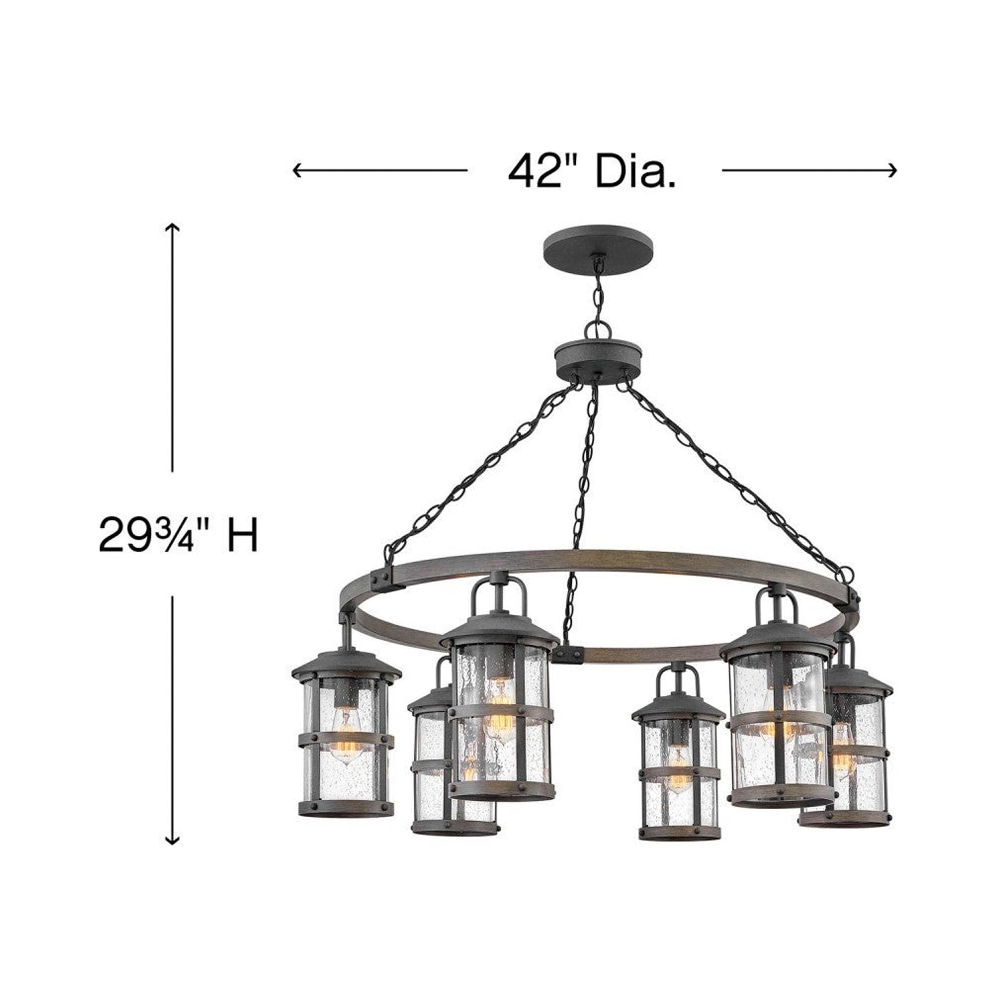 Lakehouse Outdoor Chandelier - line drawing.