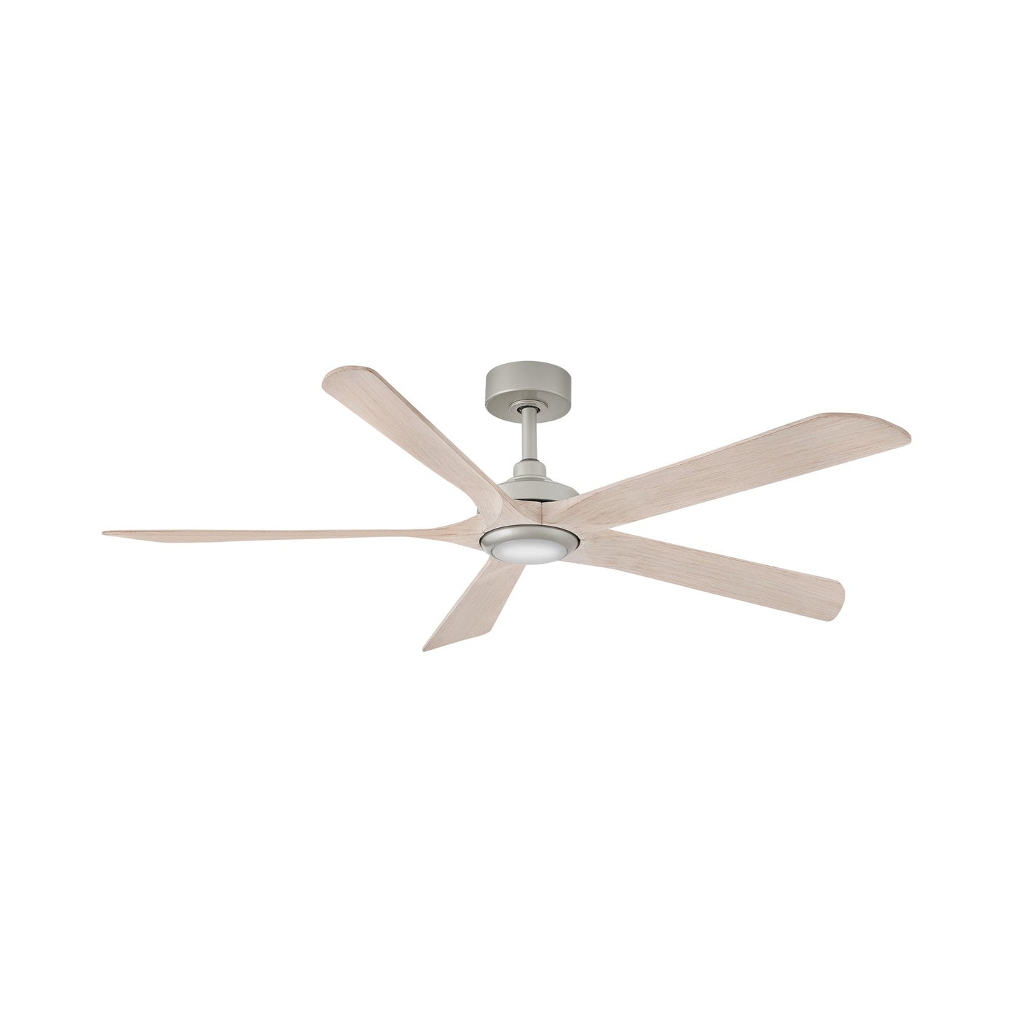 Layton LED Smart Ceiling Fan in Brushed Nickel/Bleached Ashwood.