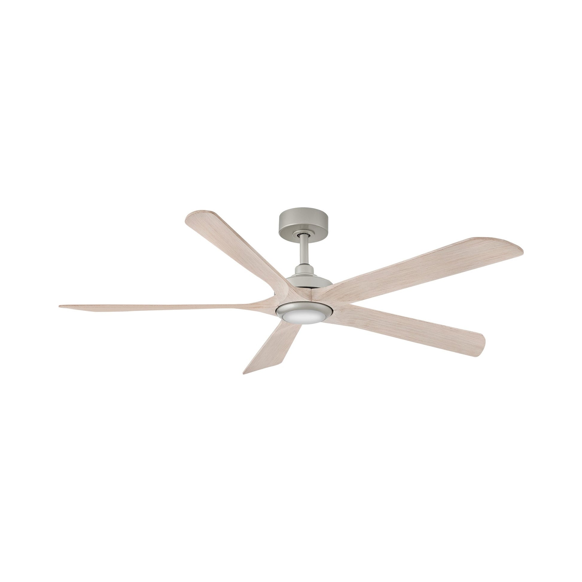 Layton LED Smart Ceiling Fan in Brushed Nickel/Bleached Ashwood.