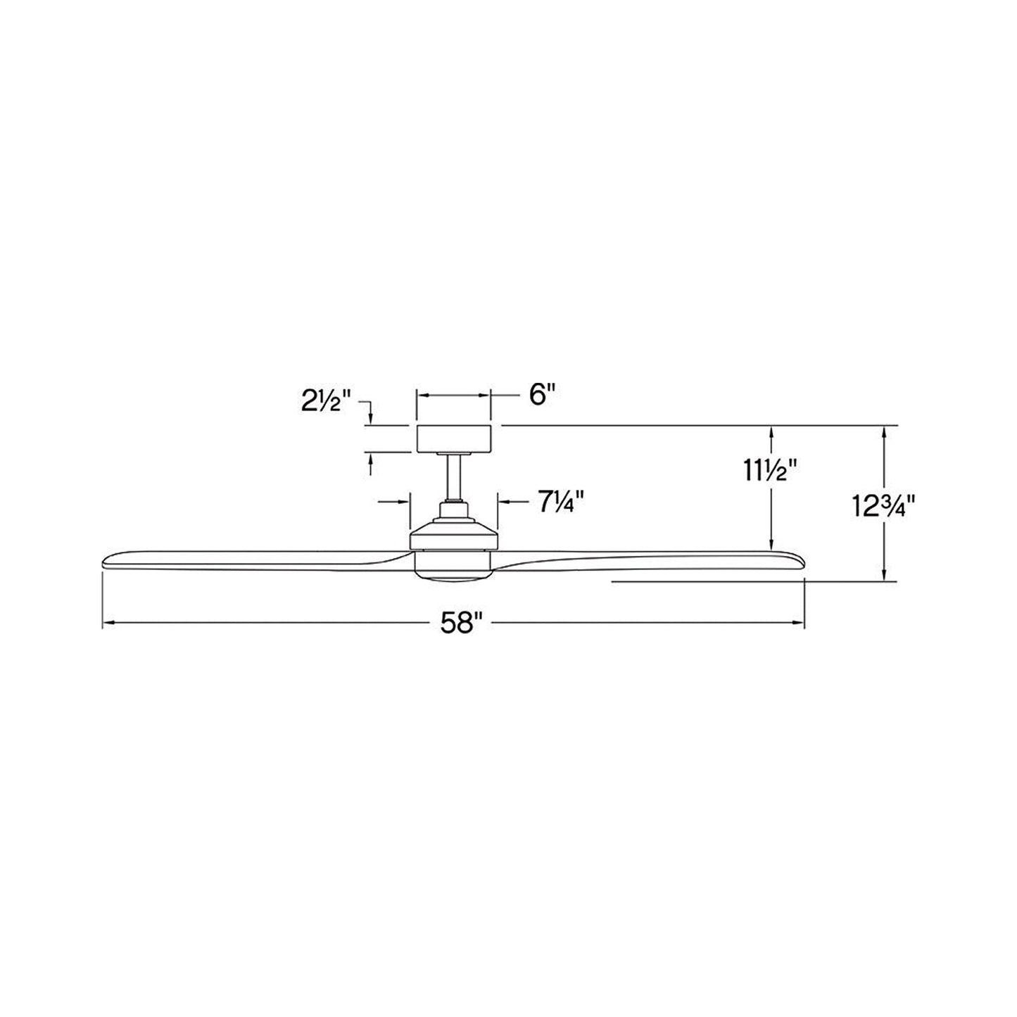 Layton LED Smart Ceiling Fan - line drawing.