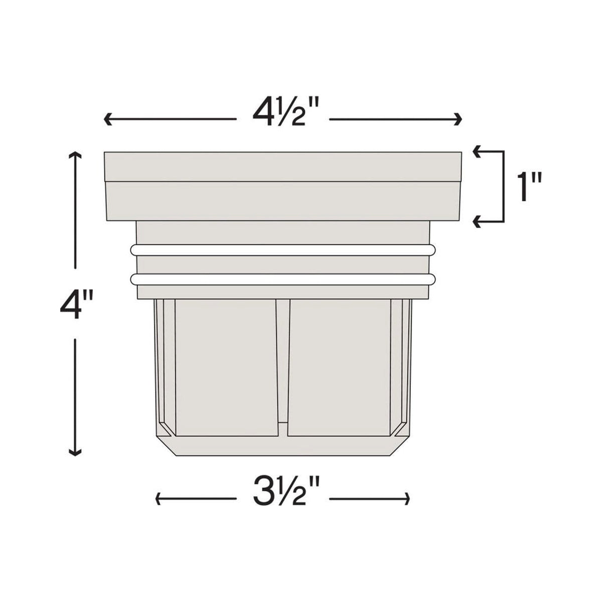 LED Flat Top Well Light - line drawing.