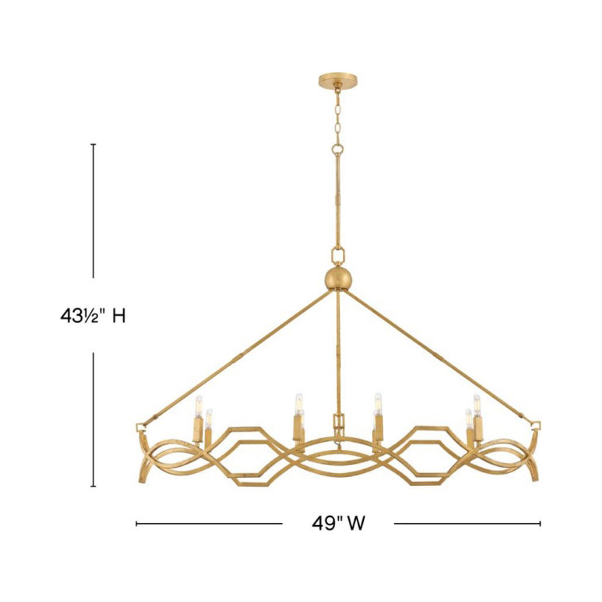 Leona Linear Chandelier - line drawing.