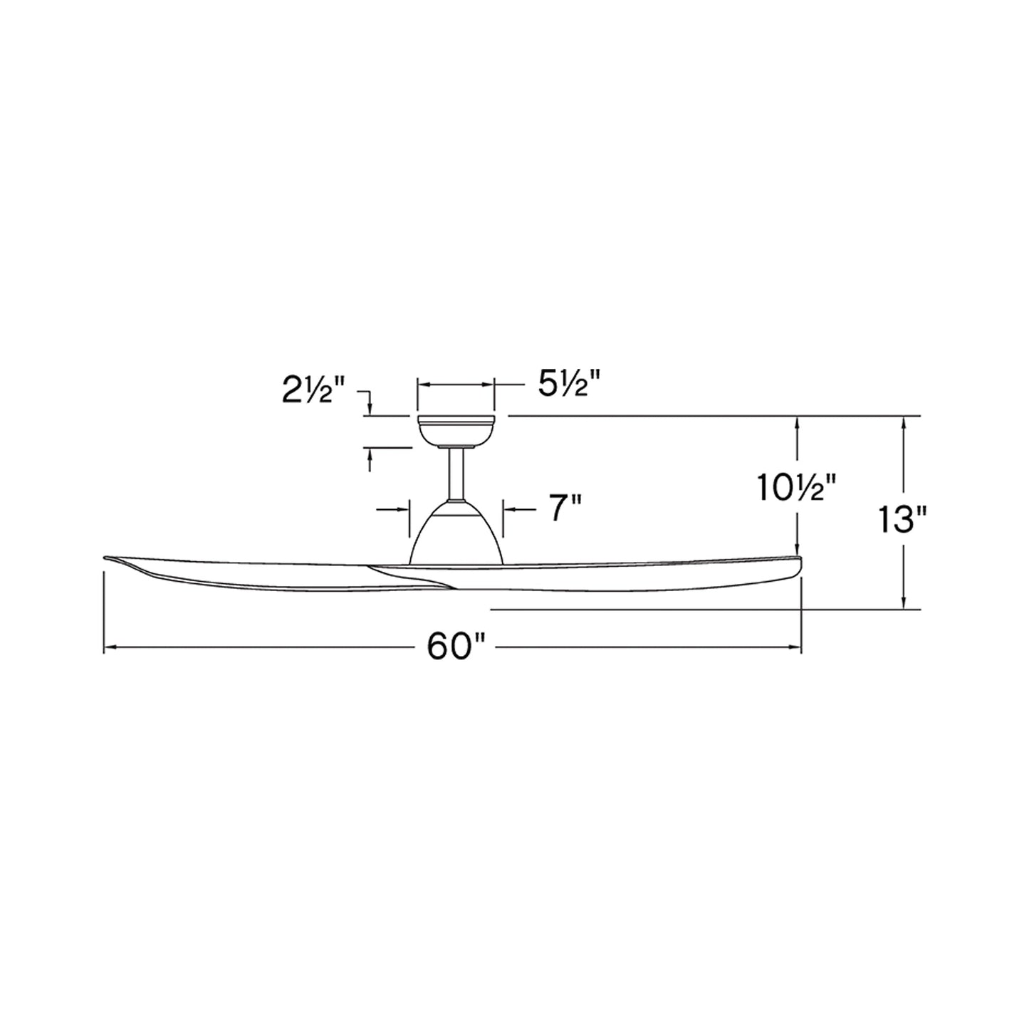 Liv Smart Outdoor Ceiling Fan - line drawing.