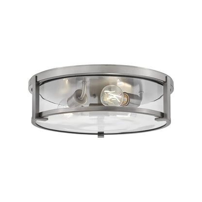 Lowell Flush Mount Ceiling Light in Antique Nickel/Clear (16-Inch).