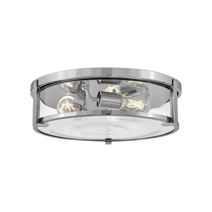 Lowell Flush Mount Ceiling Light in Chrome/Clear (16-Inch).