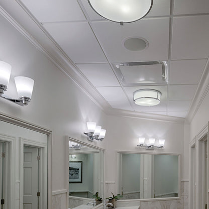 Lowell Flush Mount Ceiling Light in bathroom.