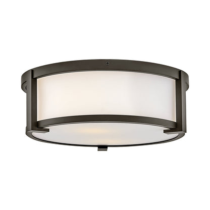 Lowell Outdoor Flush Mount Ceiling Light in Oil Rubbed Bronze.