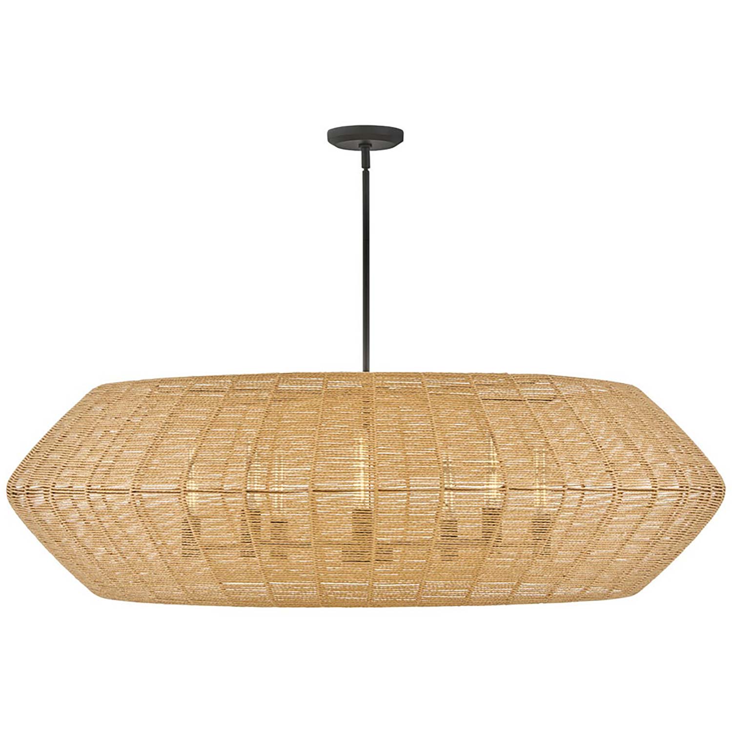 Luca Drum Pendant Light in Black/Camel (8-Light).