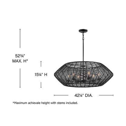 Luca Outdoor Chandelier - line drawing.
