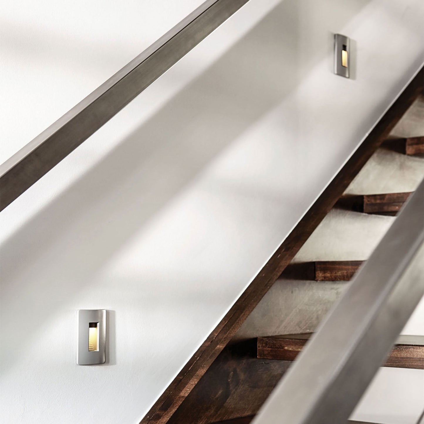 Luna Vertical LED Step Light in stairs.