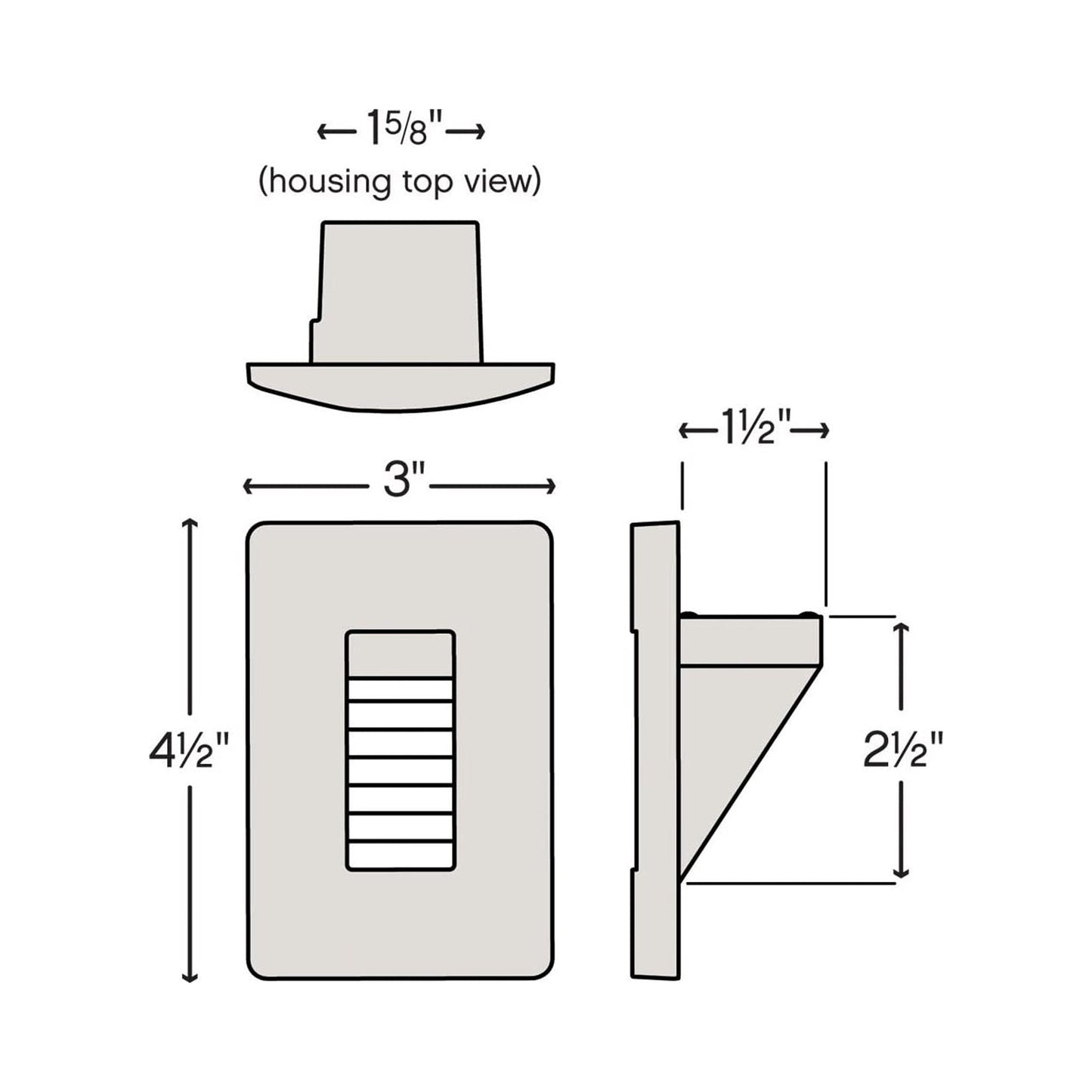 Luna Vertical LED Step Light - line drawing.