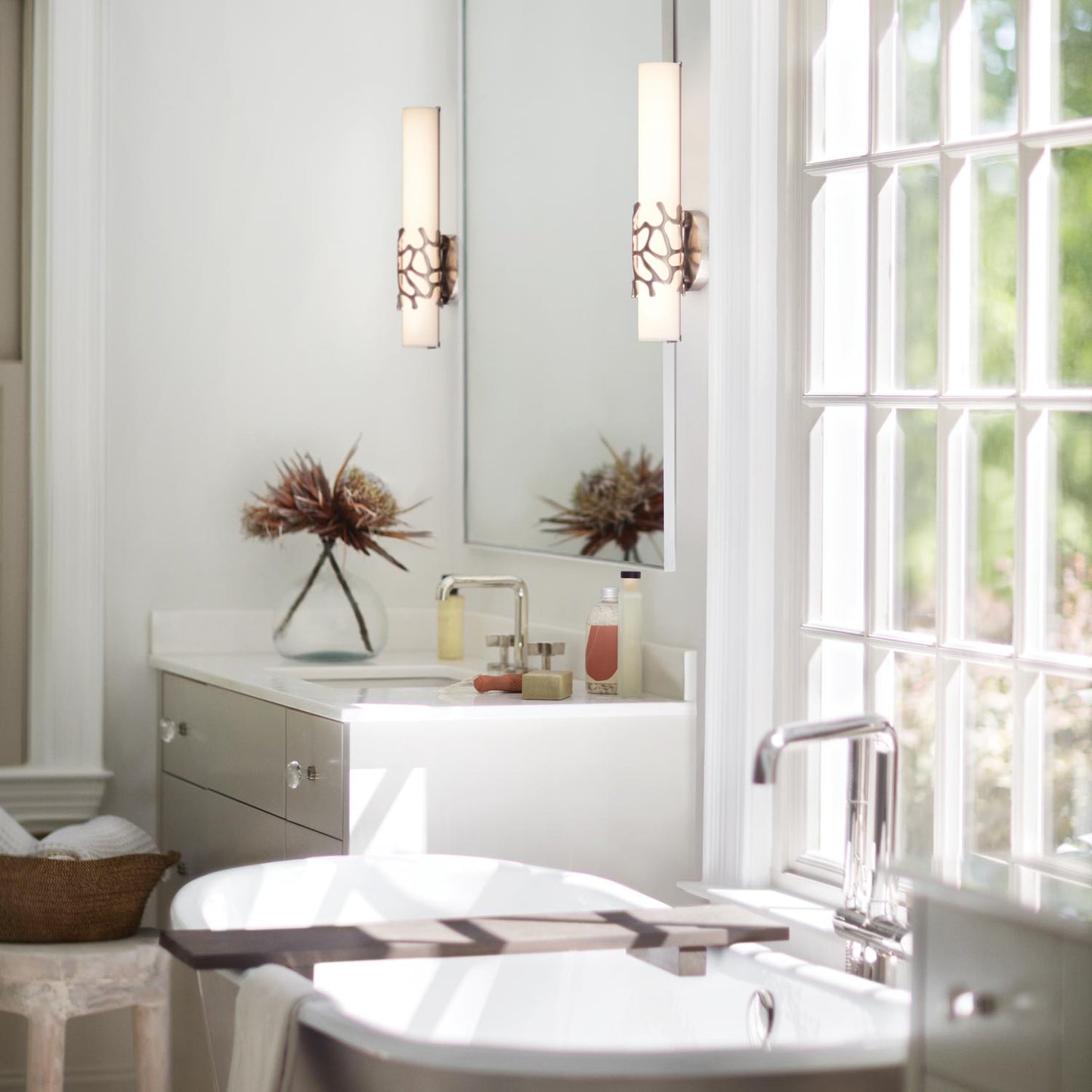 Lyra LED Bath Wall Light in bathroom.