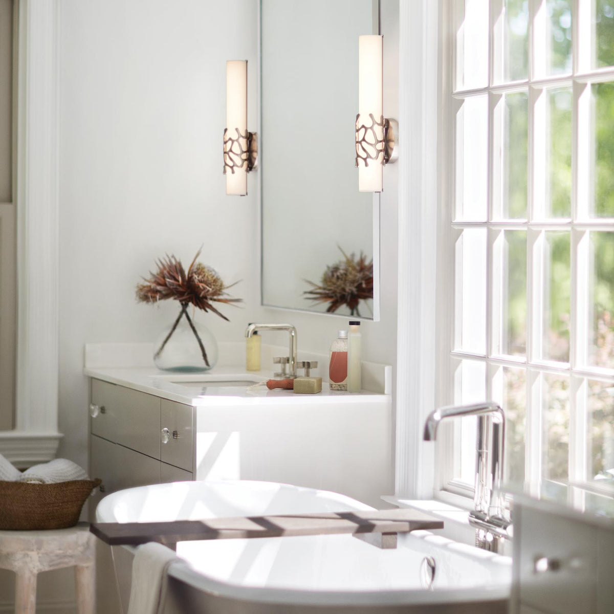 Lyra LED Bath Wall Light in bathroom.