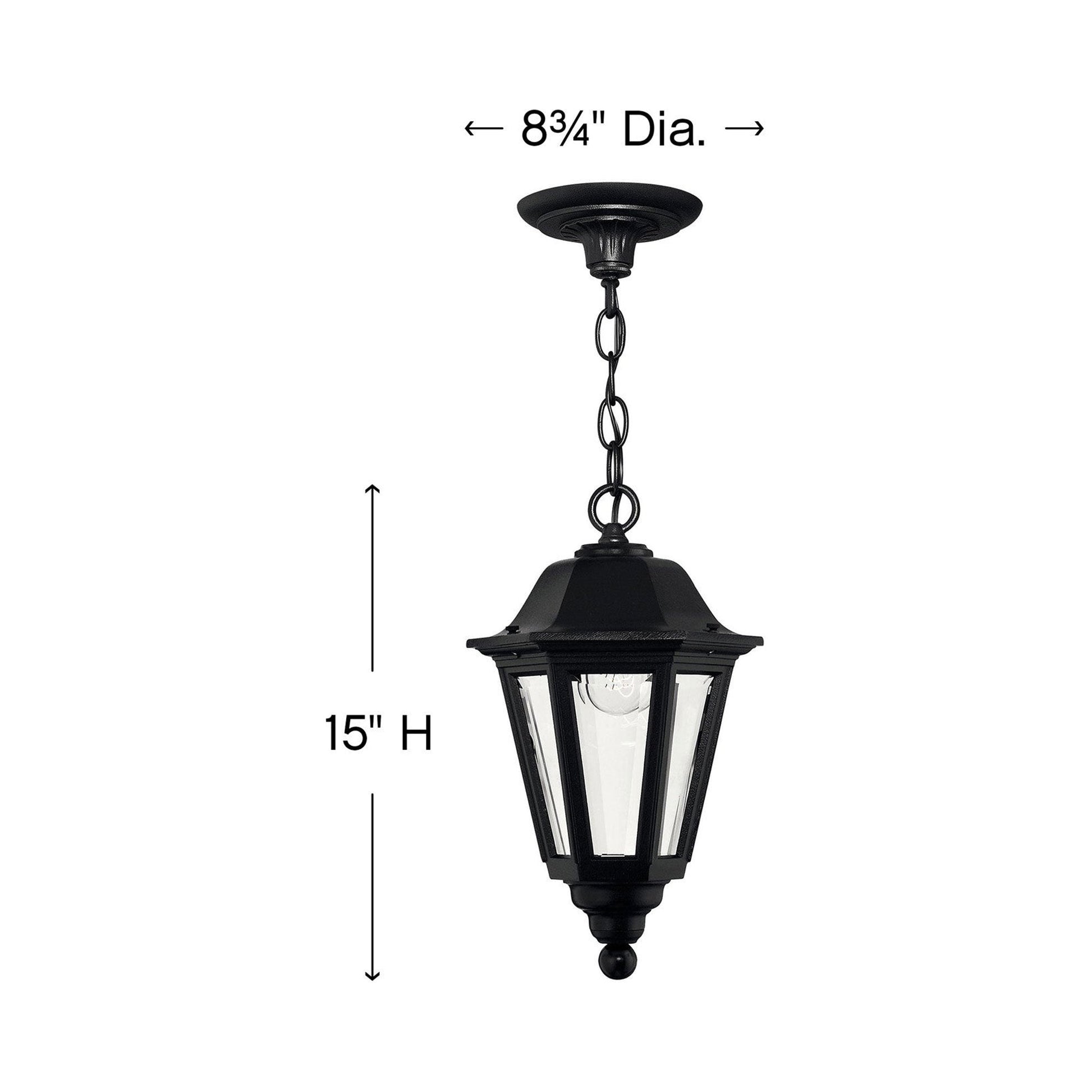 Manor House Outdoor Pendant Light - line drawing.