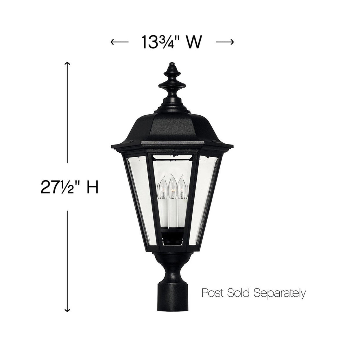 Manor House Outdoor Post Light - line drawing.