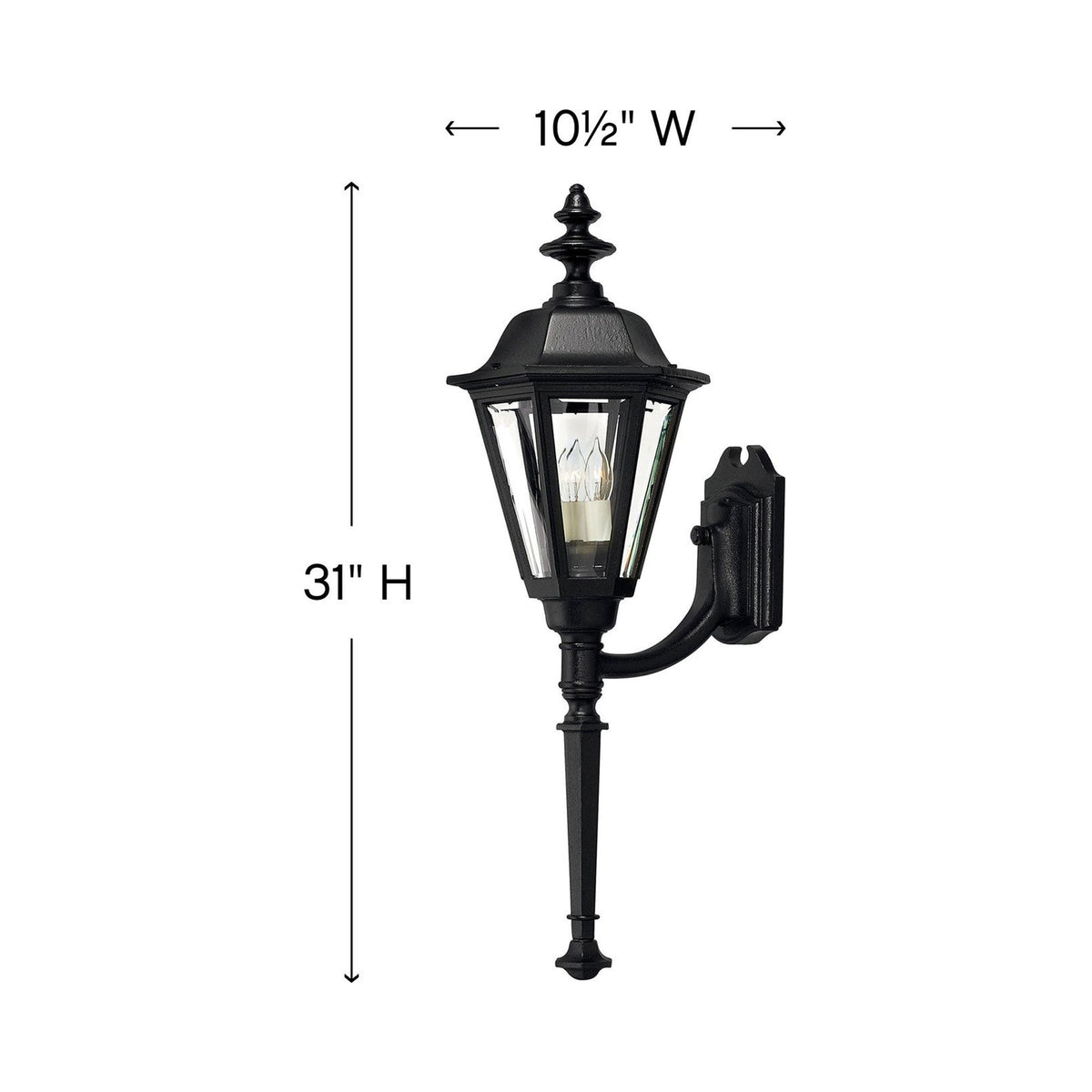 Manor House Tail Outdoor Wall Light - line drawing.