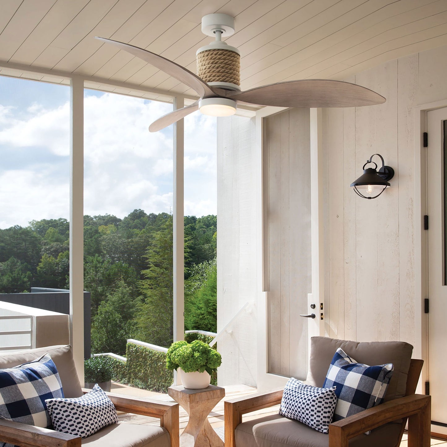 Marin LED Ceiling Fan in living room.