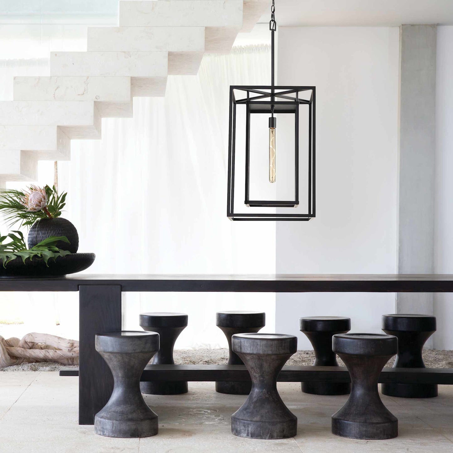 Max Outdoor LED Pendant Light in living room.